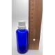 50 ml Mavi (Kobalt) Cam Şişe Beyaz Fırçalı Kapaklı