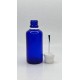 50 ml Mavi (Kobalt) Cam Şişe Beyaz Fırçalı Kapaklı