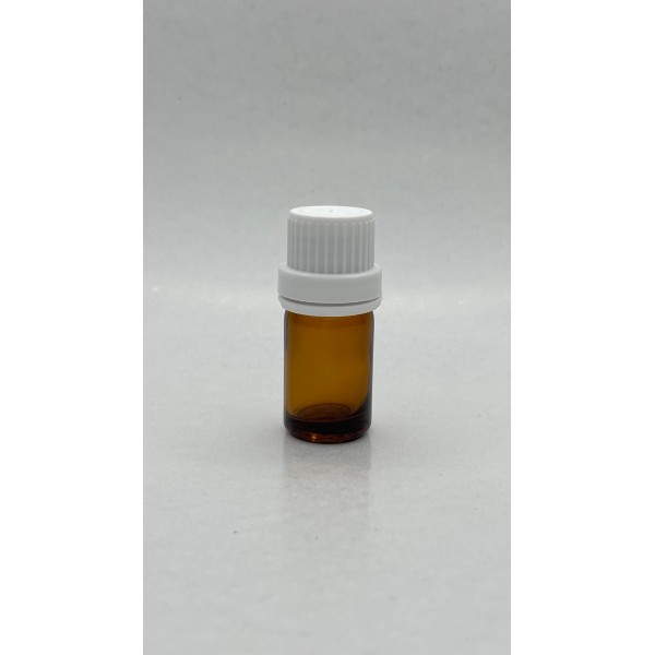 5 ml Kahverengi (Amber) Cam Şişe Beyaz Fırçalı Kapaklı