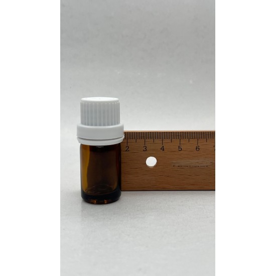 5 ml Kahverengi (Amber) Cam Şişe Beyaz Fırçalı Kapaklı