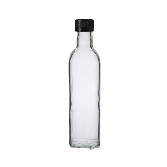 250 ml Şeffaf Dorika Cam Zeytinyağı Şişesi 31mm Ağız Kapaklı