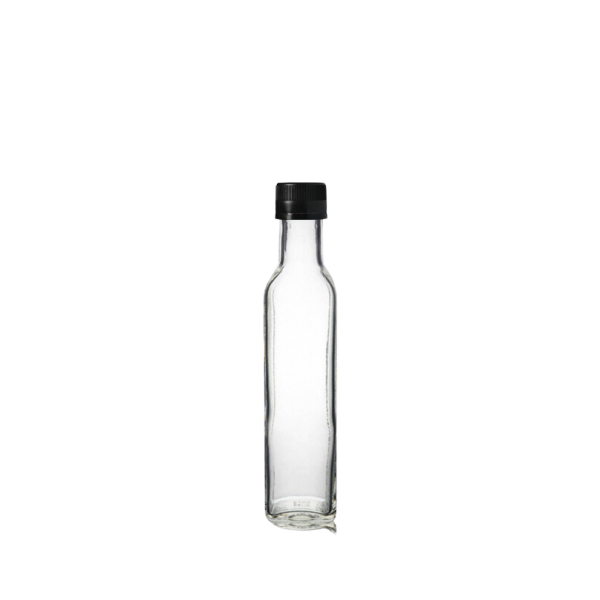 250 ml Şeffaf Maraska Cam Zeytinyağı Şişesi 31 Ağız Kapaklı