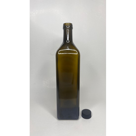 1000 ml (1 Litre) Yeşil Maraska Cam Zeytinyağı Şişesi 31 Ağız Kapaklı