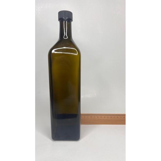 1000 ml (1 Litre) Yeşil Maraska Cam Zeytinyağı Şişesi 31 Ağız Kapaklı