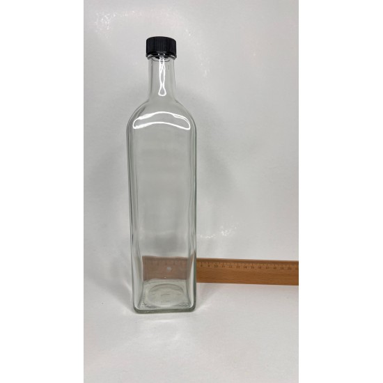 1000 ml (1 Litre) Şeffaf Maraska Cam Zeytinyağı Şişesi 31 Ağız Kapaklı