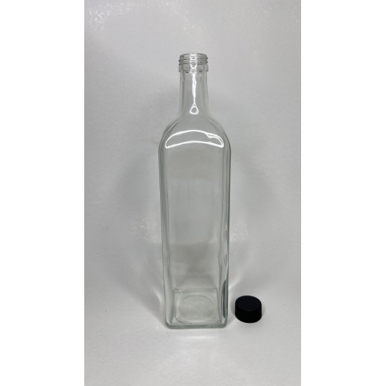 1000 ml (1 Litre) Şeffaf Maraska Cam Zeytinyağı Şişesi 31 Ağız Kapaklı