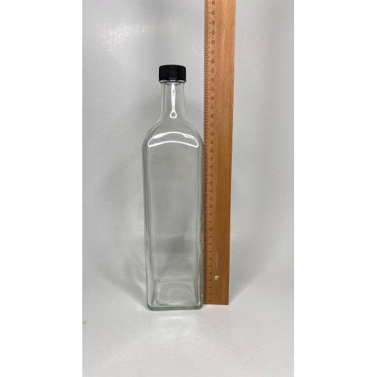 1000 ml (1 Litre) Şeffaf Maraska Cam Zeytinyağı Şişesi 31 Ağız Kapaklı