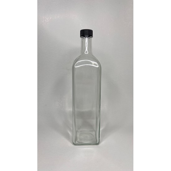 1000 ml (1 Litre) Şeffaf Maraska Cam Zeytinyağı Şişesi 31 Ağız Kapaklı