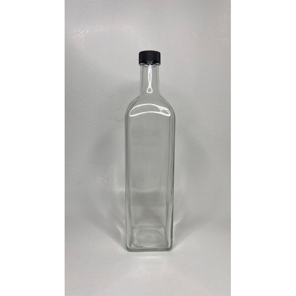1000 ml (1 Litre) Şeffaf Maraska Cam Zeytinyağı Şişesi 31 Ağız Kapaklı