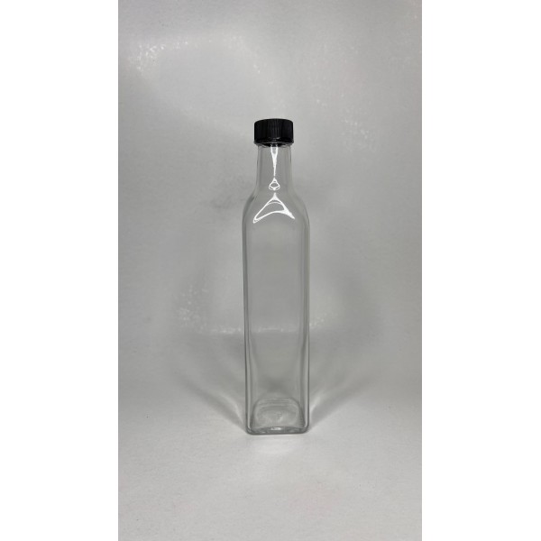 500 ml Şeffaf Maraska Cam Zeytinyağı Şişesi 31 Ağız Kapaklı