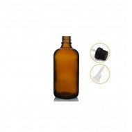 100 ml Kahverengi İçten Damlalıklı Cam Şişe Siyah Kapak