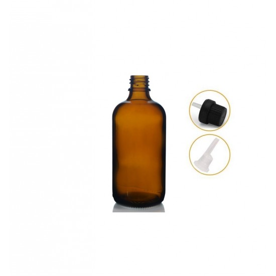100 ml Kahverengi İçten Damlalıklı Cam Şişe Siyah Kapak