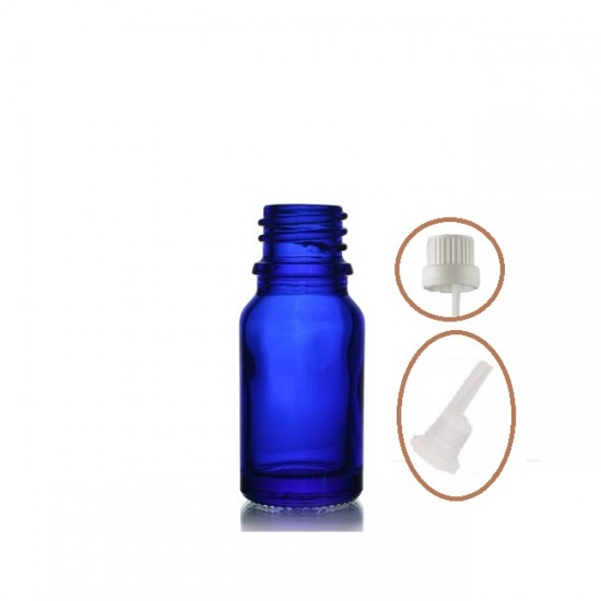 10 ml Mavi İçten Damlalıklı Cam Şişe Beyaz Kapak