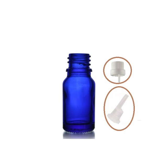 10 ml Mavi İçten Damlalıklı Cam Şişe Beyaz Kapak