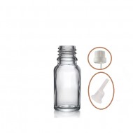 10 ml Şeffaf İçten Damlalıklı Cam Şişe Beyaz Kapak