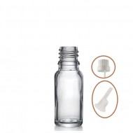 20 ml Şeffaf İçten Damlalıklı Cam Şişe Beyaz Kapak