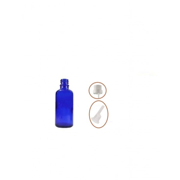 20 ml Mavi İçten Damlalıklı Cam Şişe Beyaz Kapak