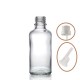 30 ml Şeffaf İçten Damlalıklı Cam Şişe Beyaz Kapak