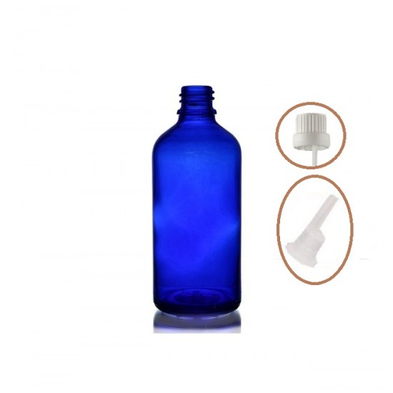 50 ml Mavi İçten Damlalıklı Cam Şişe Beyaz Kapak