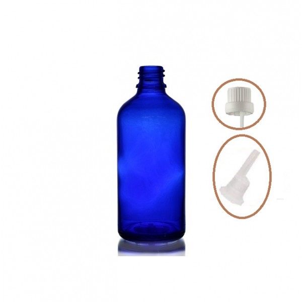 50 ml Mavi İçten Damlalıklı Cam Şişe Beyaz Kapak