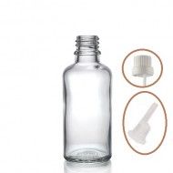 30 ml Şeffaf İçten Damlalıklı Cam Şişe Beyaz Kapak