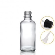 30 ml Şeffaf İçten Damlalıklı Cam Şişe Siyah Kapak