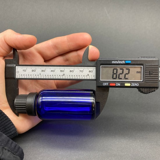 30 ml Mavi İçten Damlalıklı Cam Şişe Siyah Kapak
