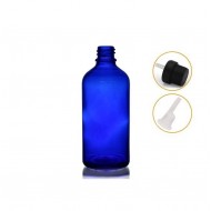 50 ml Mavi İçten Damlalıklı Cam Şişe Siyah Kapak
