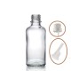 50 ml Şeffaf Cam İçten Damlalıklı Şişe Beyaz Kapak
