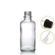 30 ml Şeffaf İçten Damlalıklı Cam Şişe Siyah Kapak