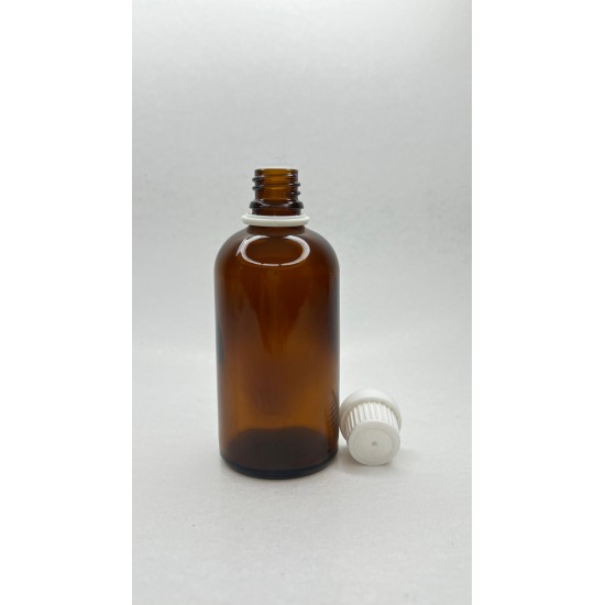 100 ml Kahverengi İçten Damlalıklı Cam Şişe Beyaz Kapak