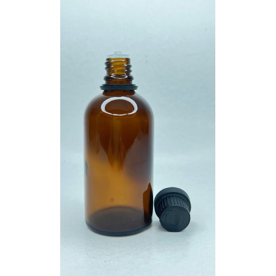 100 ml Kahverengi İçten Damlalıklı Cam Şişe Siyah Kapak