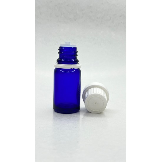 10 ml Mavi İçten Damlalıklı Cam Şişe Beyaz Kapak