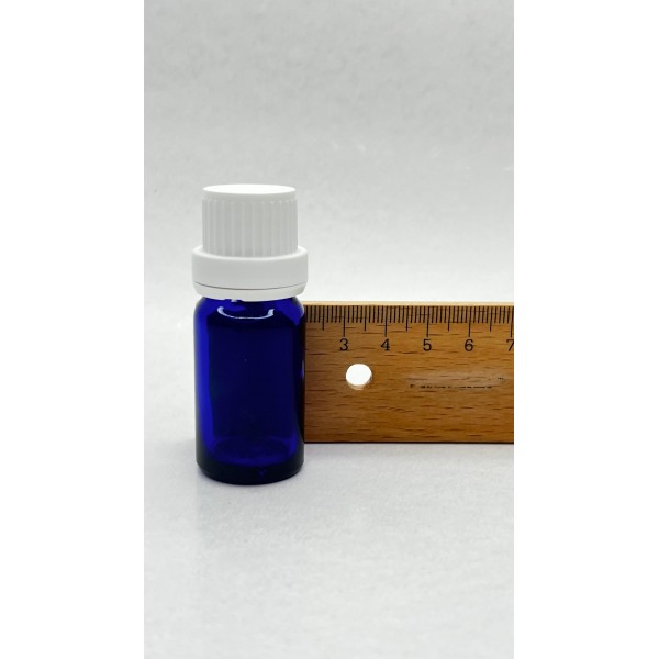 10 ml Mavi İçten Damlalıklı Cam Şişe Beyaz Kapak