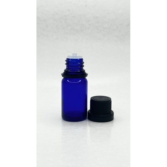 10 ml Mavi İçten Damlalıklı Cam Şişe Siyah Kapak