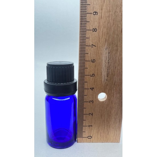 10 ml Mavi İçten Damlalıklı Cam Şişe Siyah Kapak