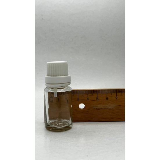 10 ml Şeffaf İçten Damlalıklı Cam Şişe Beyaz Kapak
