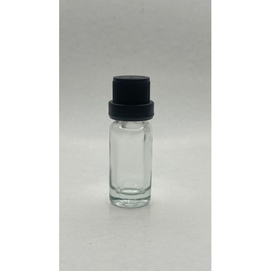 10 ml Şeffaf İçten Damlalıklı Cam Şişe Siyah Kapak