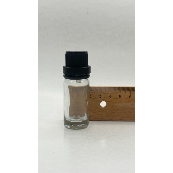 10 ml Şeffaf İçten Damlalıklı Cam Şişe Siyah Kapak