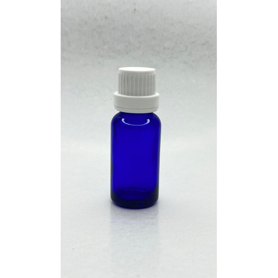 20 ml Mavi İçten Damlalıklı Cam Şişe Beyaz Kapak