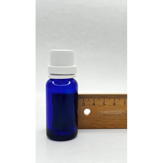 20 ml Mavi İçten Damlalıklı Cam Şişe Beyaz Kapak