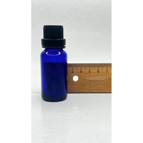 20 ml Mavi İçten Damlalıklı Cam Şişe Siyah Kapak