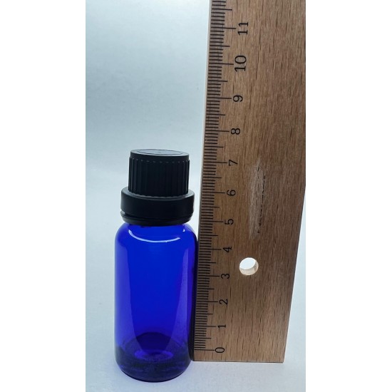 20 ml Mavi İçten Damlalıklı Cam Şişe Siyah Kapak