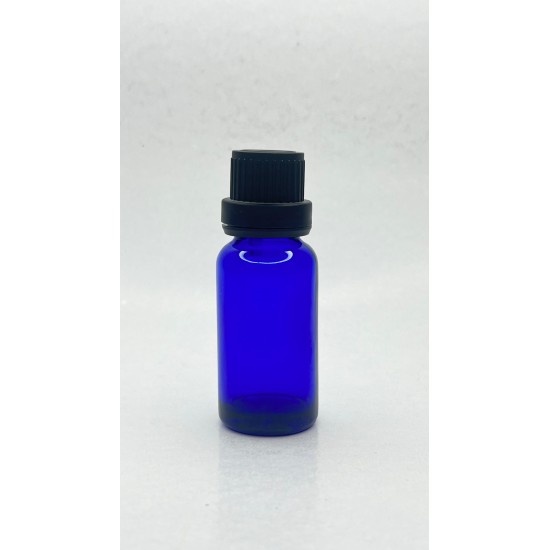 20 ml Mavi İçten Damlalıklı Cam Şişe Siyah Kapak
