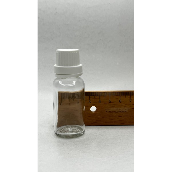 20 ml Şeffaf İçten Damlalıklı Cam Şişe Beyaz Kapak