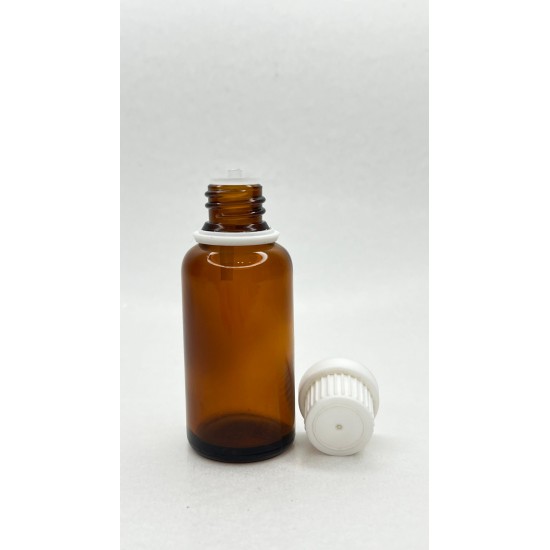 30 ml Kahverengi İçten Damlalıklı Cam Şişe Beyaz Kapak