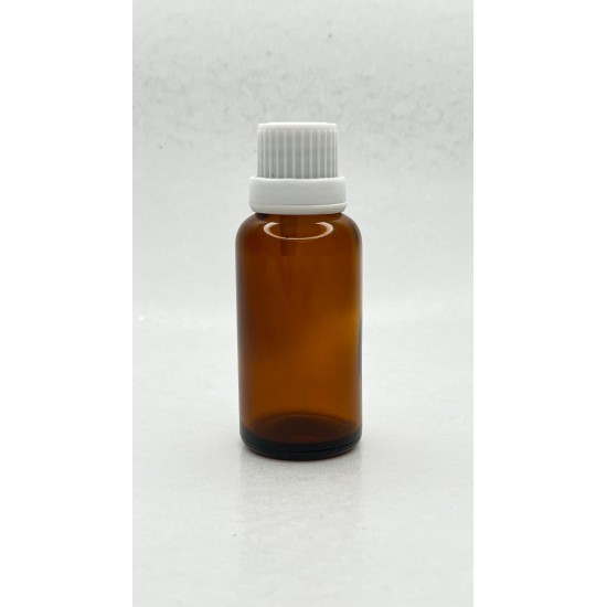30 ml Kahverengi İçten Damlalıklı Cam Şişe Beyaz Kapak