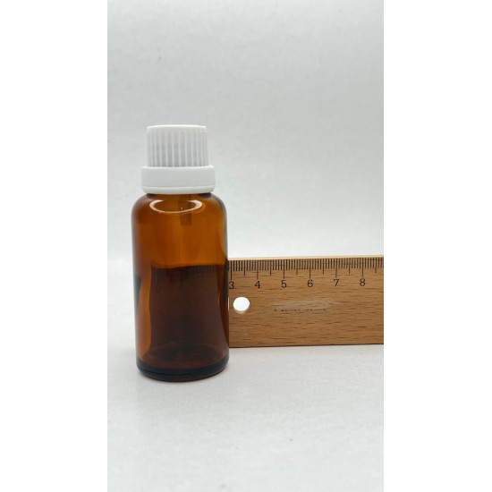 30 ml Kahverengi İçten Damlalıklı Cam Şişe Beyaz Kapak