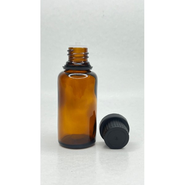 30 ml Kahverengi İçten Damlalıklı Cam Şişe Siyah Kapak