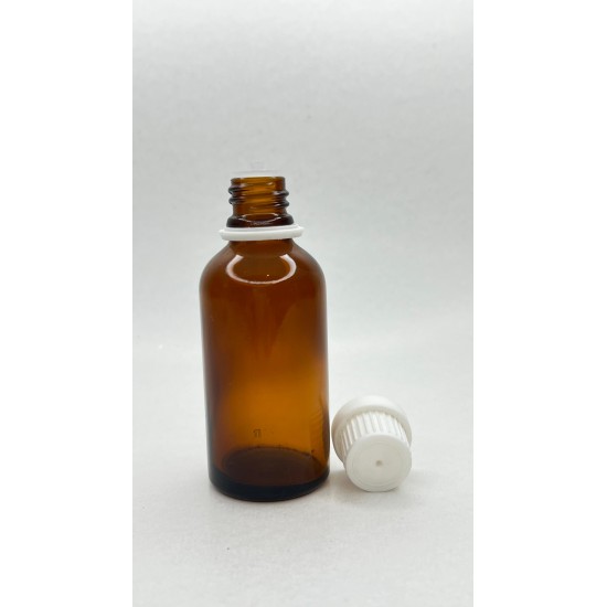 50 ml Kahverengi İçten Damlalıklı Cam Şişe Beyaz Kapak